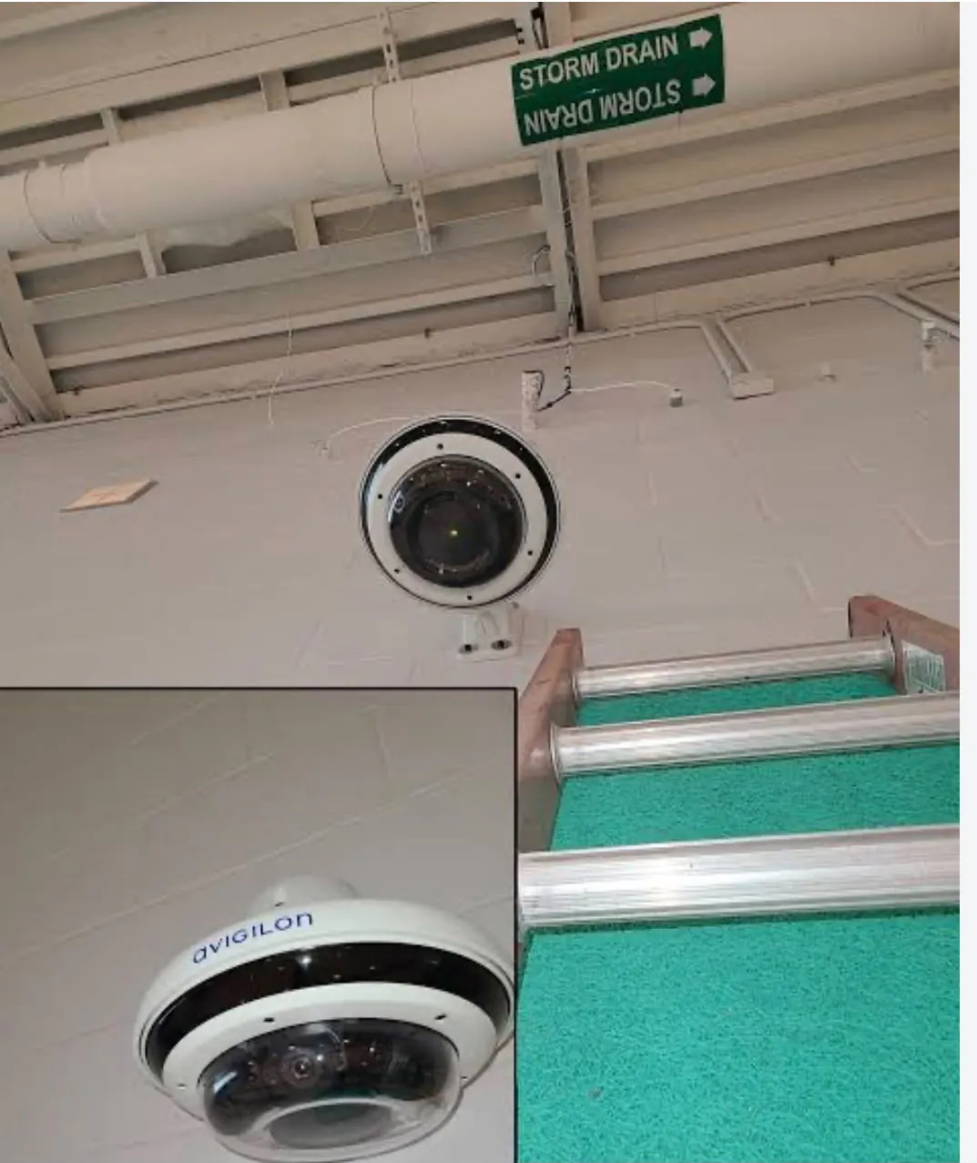 Cámara domo instalada en interior.